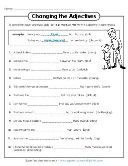 Adjectives that Compare Worksheet