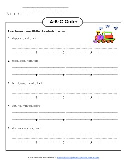 Basic ABC Order #1 Free Alphabetical Order Worksheet