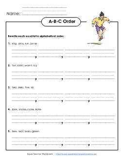 Basic ABC Order #2 Alphabetical Order Worksheet