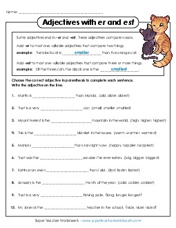 Adjectives with -er and -est Worksheet