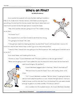 Who's on First? (Fiction) 3rd Grade Reading Comprehension Worksheet