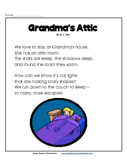 Grandma's Attic (Poem) 3rd Grade Reading Comprehension Worksheet