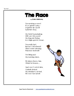 The Race (Poem) 3rd Grade Reading Comprehension Worksheet