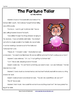 The Fortune Teller (Fiction) 4th Grade Reading Comprehension Worksheet