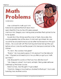 Math Problems (Fiction) 3rd Grade Reading Comprehension Worksheet