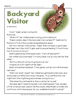 Backyard Visitor (Fiction) 3rd Grade Reading Comprehension Worksheet