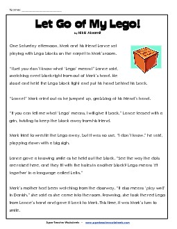 Let Go of My Lego! (Fiction with Facts) 3rd Grade Reading Comprehension Worksheet