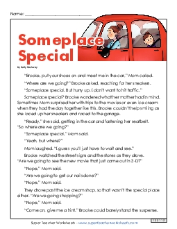 Someplace Special 3rd Grade Reading Comprehension Worksheet