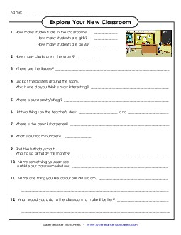 Explore Your Classroom Backtoschool Worksheet