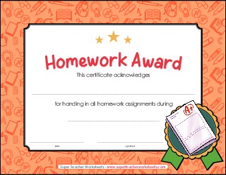 Homework Award Awards Worksheet