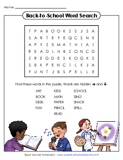 Back-to-School Word Search (Basic) Backtoschool Worksheet