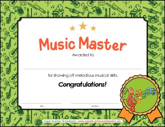 Music Master Award Awards Worksheet