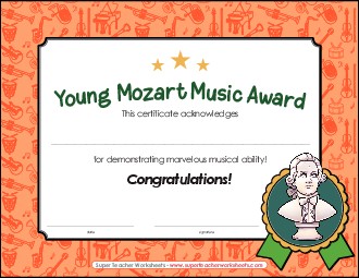 Young Mozart Award Awards Worksheet