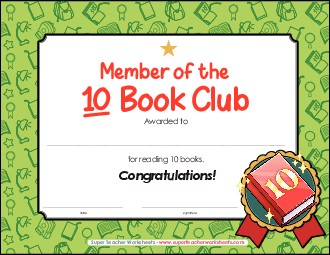 10 Book Award Awards Worksheet