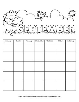 September Calendar Calendars Worksheet