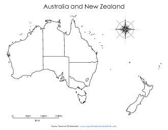 Australia & NZ - Blank Map Worksheet