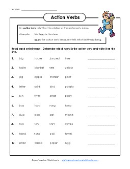 Action Verbs 2 Actionverbs Worksheet