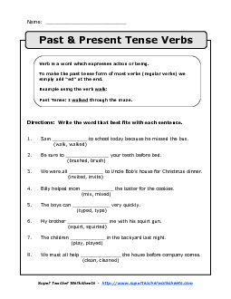 Which verb is correct? Actionverbs Worksheet