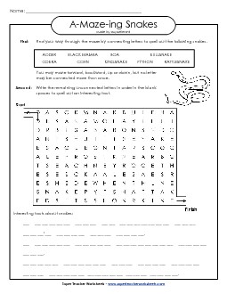 A-Maze-ing Puzzle: Snakes A Maze Ing Worksheet