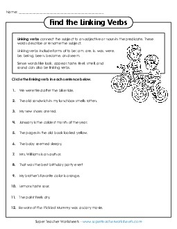 Find the Linking Verb Actionverbs Worksheet