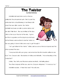 The Twister (Fiction) 5th Grade Reading Comprehension Worksheet