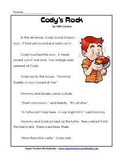 Cody\'s Rock 1st Grade Reading Comprehension Worksheet