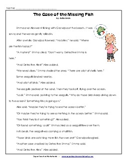 Case of the Missing Fish Reading Comprehension Worksheet