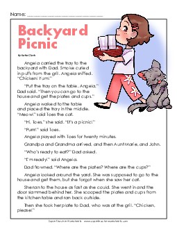 Backyard Picnic 2nd Grade Reading Comprehension Worksheet