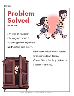 Problem Solved (Poem) Free 2nd Grade Reading Comprehension Worksheet