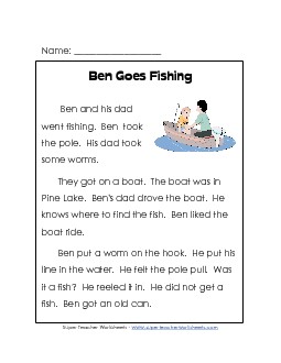 Fishing 1st Grade Reading Comprehension Worksheet