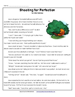 Shooting for Perfection (Fiction) 4th Grade Reading Comprehension Worksheet