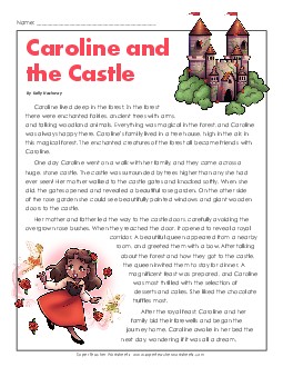 Caroline and the Castle (Fantasy) 4th Grade Reading Comprehension Worksheet