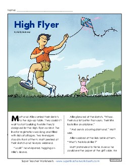 High Flyer (Fiction) 4th Grade Reading Comprehension Worksheet