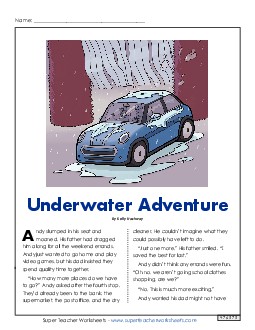 Underwater Adventure (Fiction) 4th Grade Reading Comprehension Worksheet