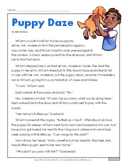 Dog Daze (Fiction) 4th Grade Reading Comprehension Worksheet