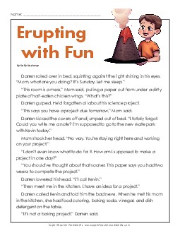 Erupting with Fun (Fiction) 4th Grade Reading Comprehension Worksheet