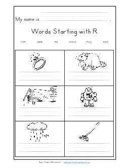 Writing Words that Start with R r Phonics Beginningsounds Worksheet