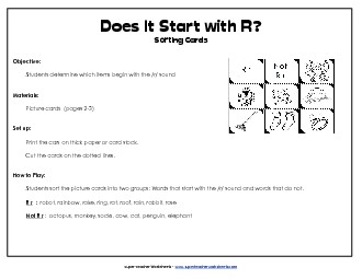 Starts With R - Sort Phonics Beginningsounds Worksheet