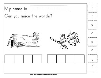 Build-a-Word: Roof & Rose Phonics Beginningsounds Worksheet