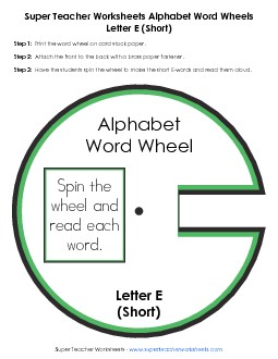 Short E - Word Wheel Word Wheels Worksheet