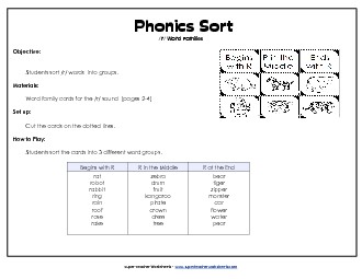 Word Sort - /r/ Phonics Words With Worksheet