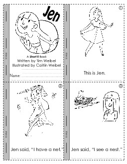 Short E Mini-Book: Jen Minibooks Worksheet