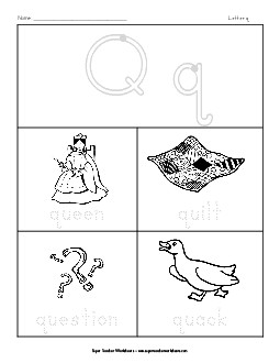 Trace-and-Say: Starts with Q q Phonics Beginningsounds Worksheet