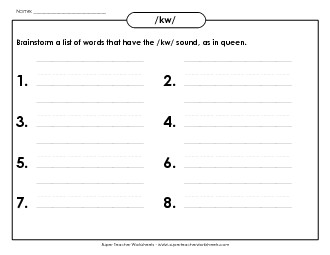 Brainstorm /kw/ Words Phonics Words With Worksheet