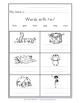 Writing Words with M m Phonics Words With Worksheet