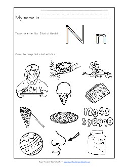 Words that Start with N n Free Phonics Beginningsounds Worksheet