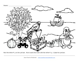 Alphabet Coloring Page - Letter P Worksheet