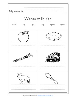 Writing Words with P p Phonics Words With Worksheet