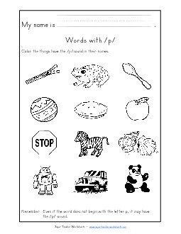 Words with P p Phonics Words With Worksheet