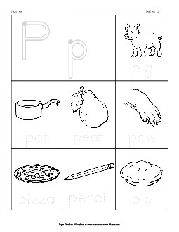 Trace-and-Say: Starts with P p Phonics Beginningsounds Worksheet